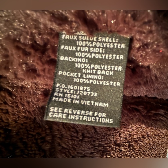 Jones New York Faux Suede Jacket with Faux Fur Trim and Hood, size Large - Picture 13 of 14